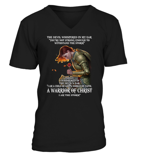 DEVIL WHISPERED - WARRIOR OF CHRIST V-Neck T-shirt
