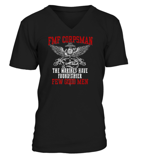 fmf devil us navy corpsman doc badass army veteran mens t shirt V-Neck T-shirt