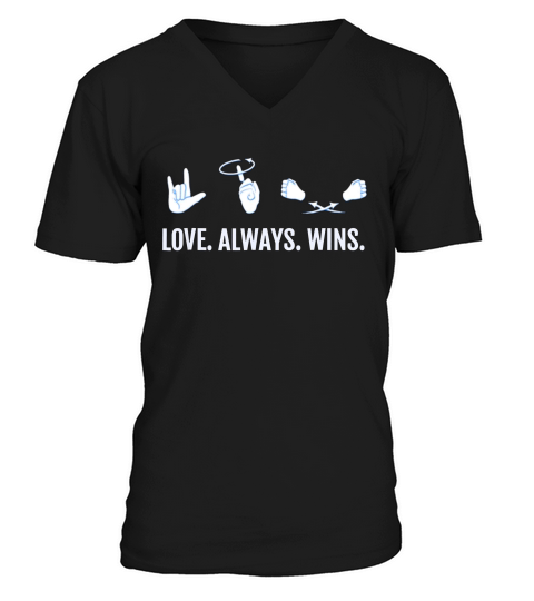 Love Always Wins Asl Deaf Awareness Sign Language T-shirt V-Neck T-shirt
