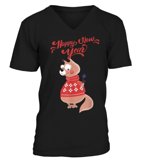 Nice Happy New Year 2020 Squirrel Tee Christmas Squirrel Pajama Sweater V-Neck T-shirt