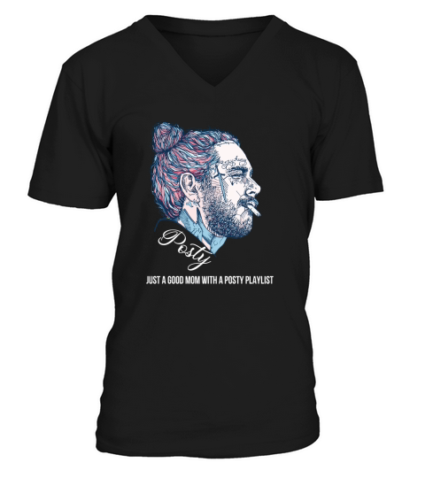 Posty just a good mom with a Posty Playlist V-Neck T-shirt