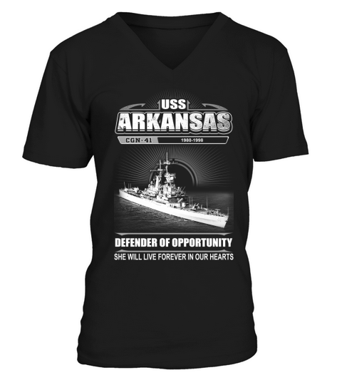 USS Arkansas CGN 41 She will live in our hearts V-Neck T-shirt