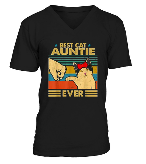 Vintage Best Cat Auntie Ever  Lover Cats Auntie V-Neck T-shirt