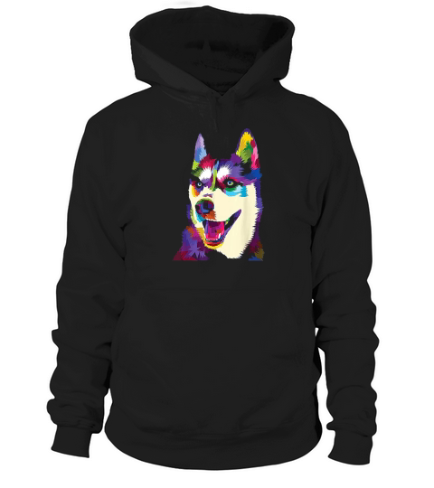 Colorful Siberian Husky Geometric Bright Dog Hoodie Unisex