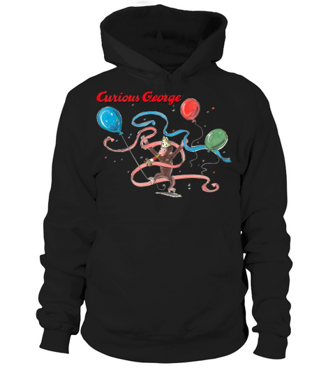 Curious George Birthday Balloon And Streamers Portrait Hoodie Unisex