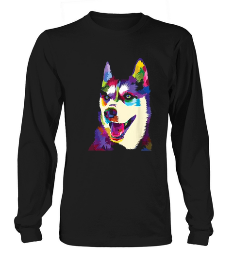 Colorful Siberian Husky Geometric Bright Dog Long sleeved Unisex
