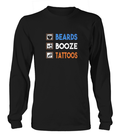 Funny Beard Beards Booze Tattoos Checklist Long sleeved Unisex