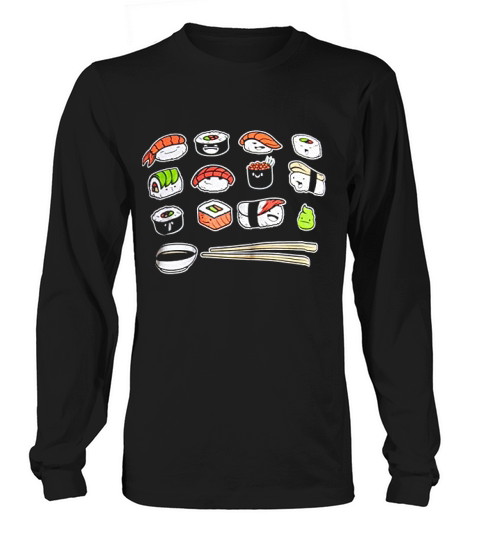 Happy Sushi Funny Japanese Food Go Rice Long sleeved Unisex