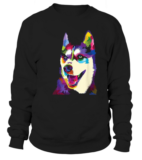 Colorful Siberian Husky Geometric Bright Dog Sweatshirt Unisex