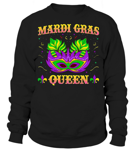 Mardi Gras Queen Beads Face Covering Carnival Celebration Gift Sweatshirt Unisex