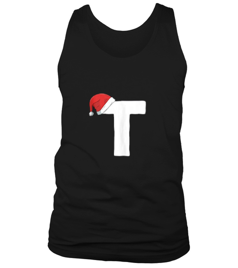 Christmas Initial T With Santa Hat Birthday New Year Tank Top Unisex
