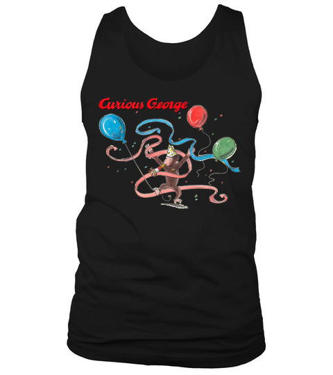 Curious George Birthday Balloon And Streamers Portrait Tank Top Unisex