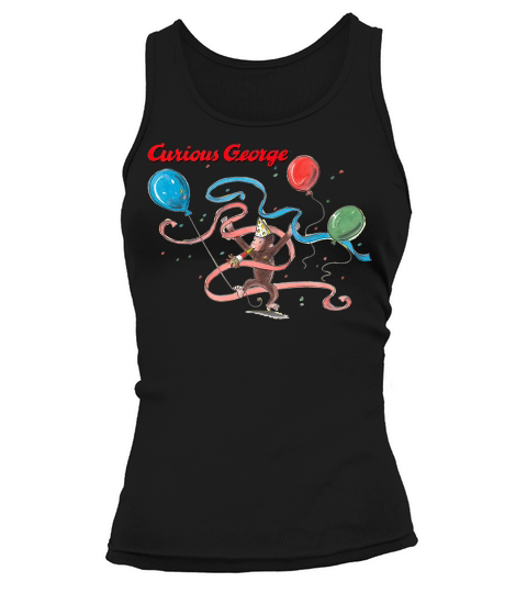 Curious George Birthday Balloon And Streamers Portrait Tank top Woman
