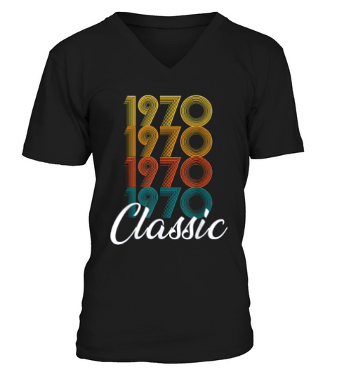 51st Birthday Retro Vintage 1970 V-Neck T-shirt