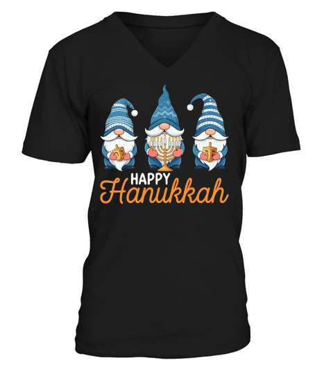 happy hanukka 1.04 V-Neck T-shirt