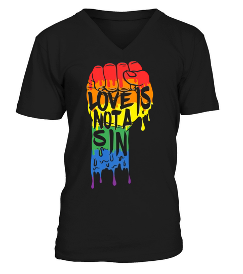 Love Is Not A Sin Lgbt Gay Pride Rainbow Flag T-shirt V-Neck T-shirt