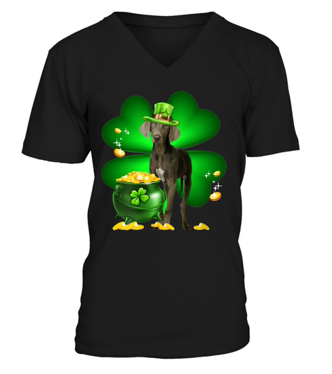 Weimaraner Shamrock St Patricks Day Irish Great Dog Lovers V-Neck T-shirt