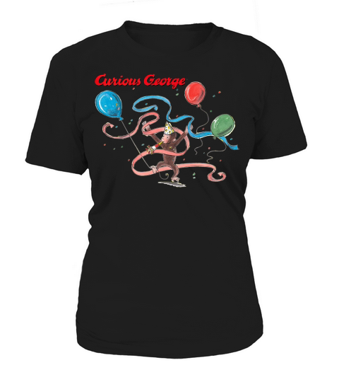 Curious George Birthday Balloon And Streamers Portrait Women's T-Shirt