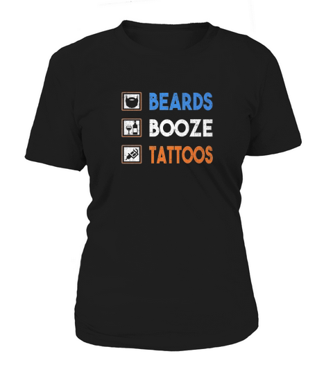 Funny Beard Beards Booze Tattoos Checklist Women's T-Shirt