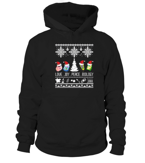 Cool Biology Joke Love Joy Peace Biology Ugly Christmas Hoodie Unisex