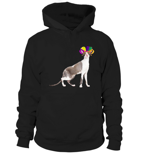 Fat Tuesday Mardi Gras Cornish Rex Wearing Jester Hat Gift Cat Lovers Hoodie Unisex