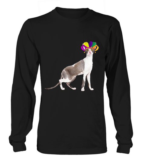 Fat Tuesday Mardi Gras Cornish Rex Wearing Jester Hat Gift Cat Lovers Long sleeved Unisex