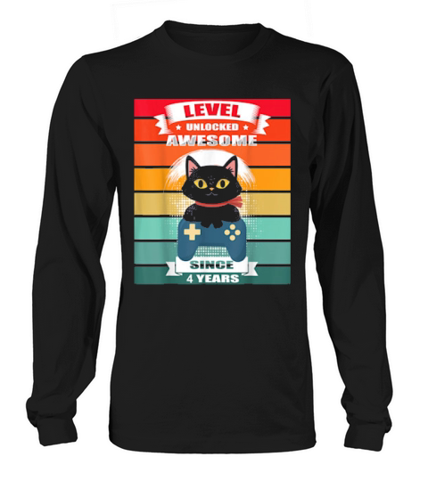Level 4 Freigegeben Awesome Seit 4 Jahr Black Cat Video Long sleeved Unisex