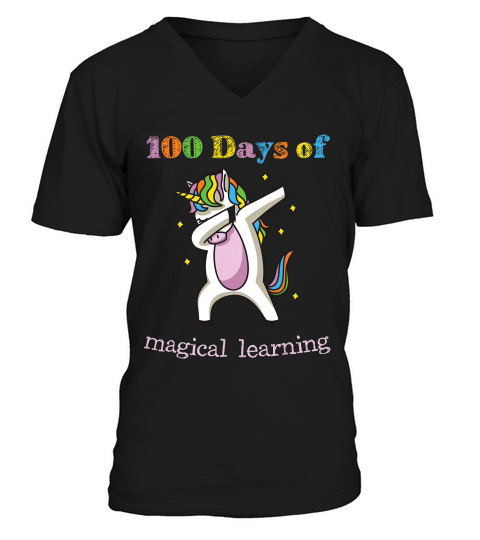 100th Day Of School Unicorn - Kids And Teachers T-shirt V-Neck T-shirt