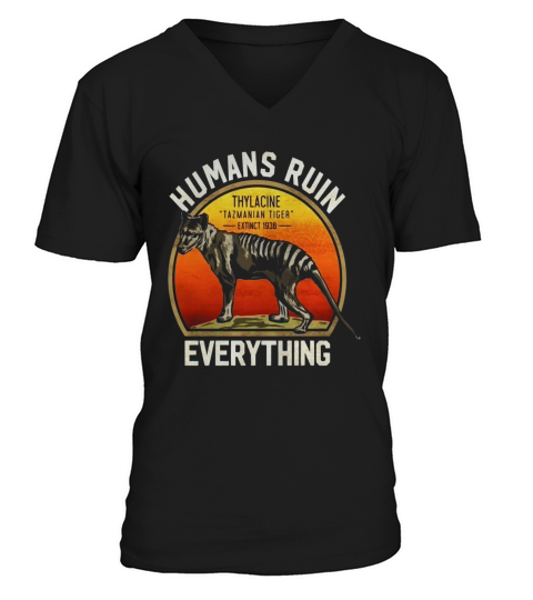 Tasmanian Tiger Thylacine Australian Extinct Animal T Shirt V-Neck T-shirt