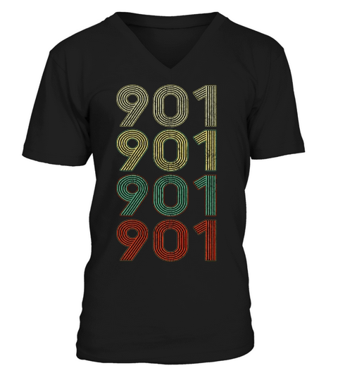 Vintage Memphis Tennessee Tshirt 901 Area Code Retro Gift V-Neck T-shirt