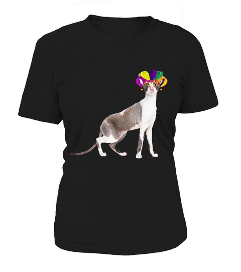 Fat Tuesday Mardi Gras Cornish Rex Wearing Jester Hat Gift Cat Lovers Women's T-Shirt