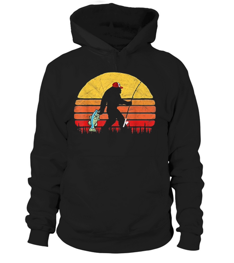 Bass Fishing Bigfoot In Trucker Hat Funny Vintage Sun Hoodie Unisex