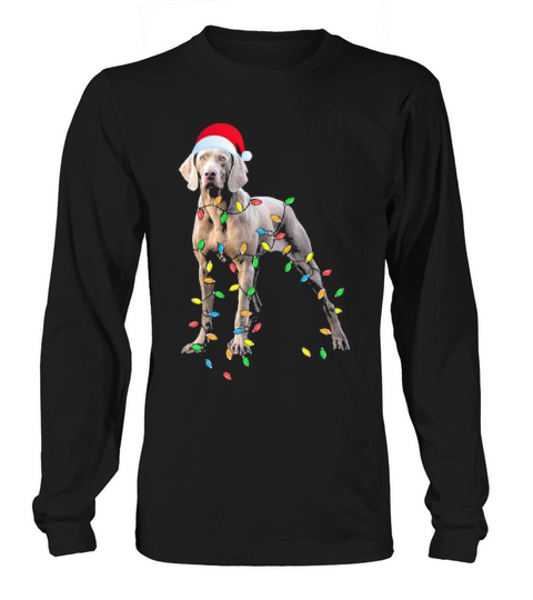 Christmas Weimaraner Gift Weimaraner Funny Santa Hat Xmas Long sleeved Unisex