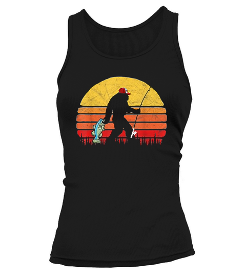 Bass Fishing Bigfoot In Trucker Hat Funny Vintage Sun Tank top Woman