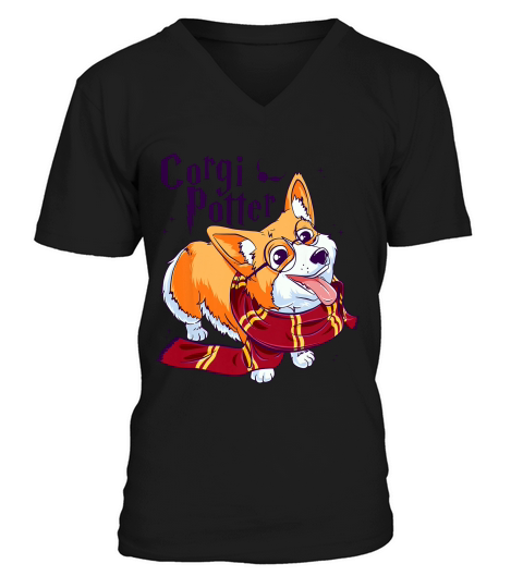Corgi Potter Cute Harry Pawter Corgi Dogs For Women T-shirt V-Neck T-shirt