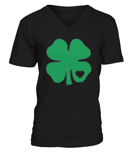 St Patricks Day S Irish Shamrock Green Clover Heart V-Neck T-shirt