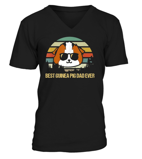 Vintage Best Guinea Pig Dad Ever Father Grandpa V-Neck T-shirt