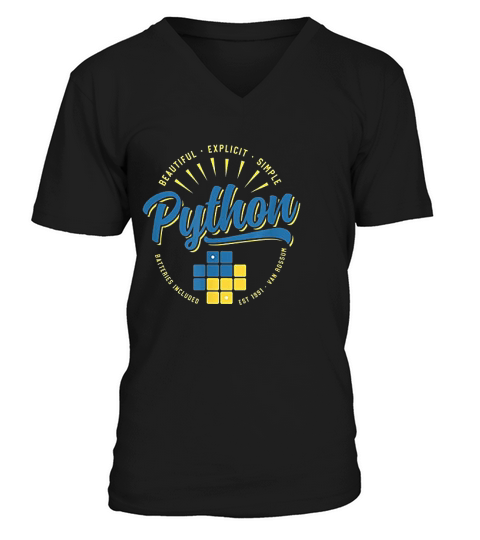 Vintage Python Programming Language V-Neck T-shirt