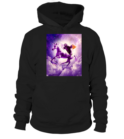 Space Sloth Riding On Flying Unicorn With Pizza Hoodie Unisex