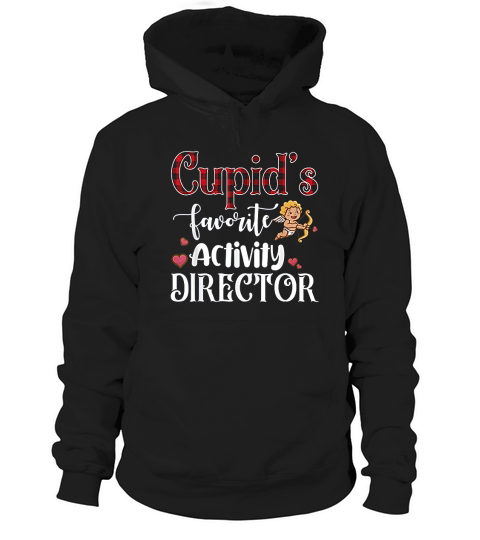Valentine Day Cupid Favorite Activity Director Buffalo Plaid Hoodie Unisex
