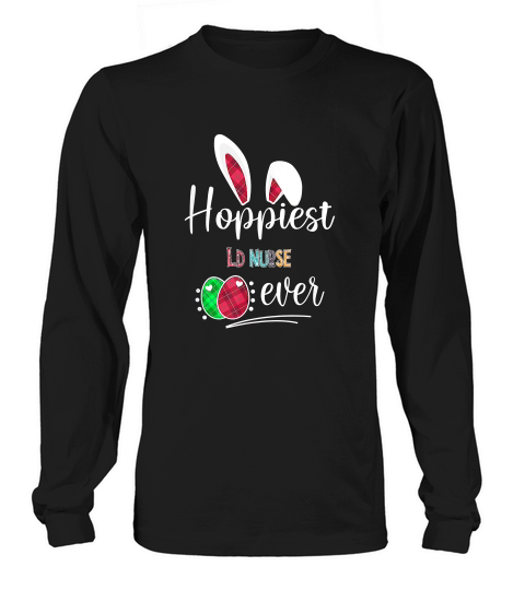 Hoppiest Ld Nurse Ever Bunny Ears Buffalo Plaid Easter Nursing Job Title Long sleeved Unisex