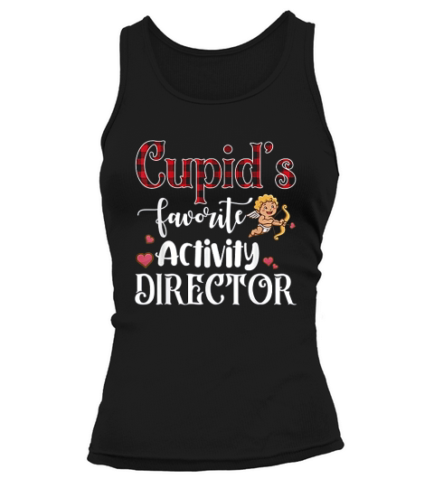 Valentine Day Cupid Favorite Activity Director Buffalo Plaid Tank top Woman