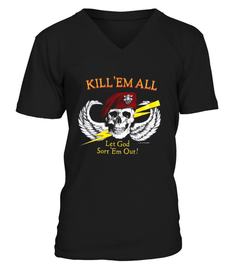1986 Kill Em All Let God Sort Em Out V-Neck T-shirt