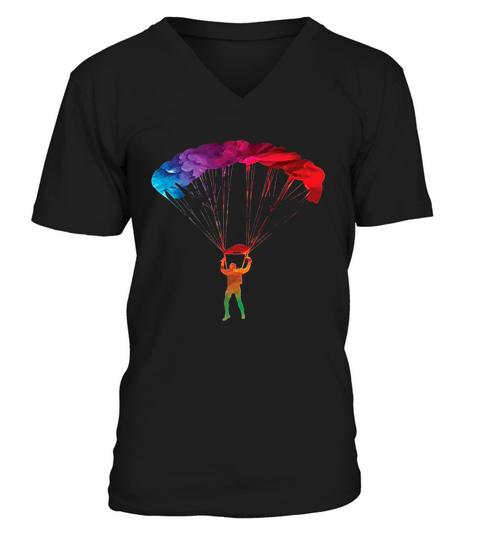 Colorful Parachuter Skydive V-Neck T-shirt