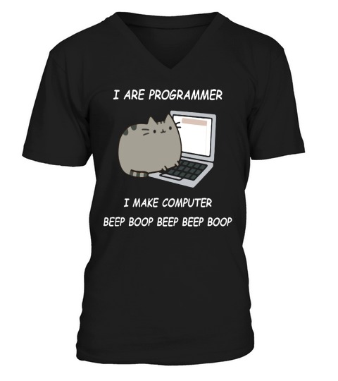 I ARE PROGRAMMER I MAKE COMPUTER BEEP BOOP V-Neck T-shirt