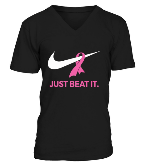 Just Beat IT Breast cancer warrior V-Neck T-shirt