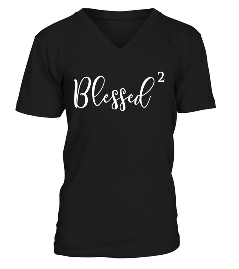 Mom Of Two Mom X2 Blessed Squared Shirt For Mom Or Grandma V-Neck T-shirt
