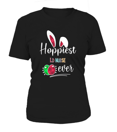 Hoppiest Ld Nurse Ever Bunny Ears Buffalo Plaid Easter Nursing Job Title Women's T-Shirt