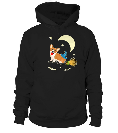 Cute Corgi Witch Halloween Funny Dog Tee Hoodie Unisex
