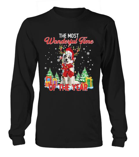Great Pyrenees Santa The Most Wonderful Time Of The Year Christmas Long sleeved Unisex